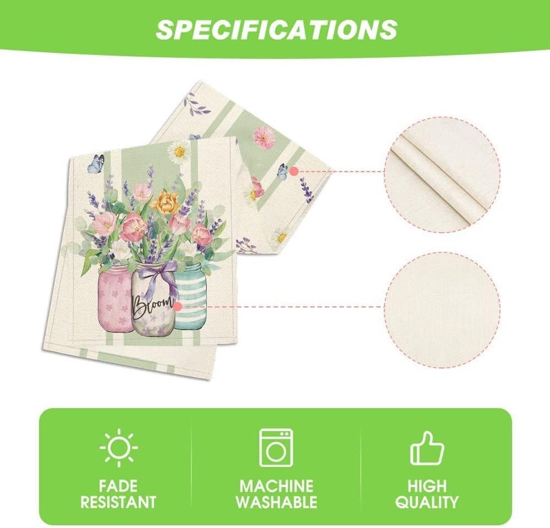 Aputue Elegant Summer Table Runner, 33x183cm Floral Table Runner with Bloom Tulip Lavender Design, Decorative Dining Table Cover for Home Kitchen Wedding Party Decor - Image 5