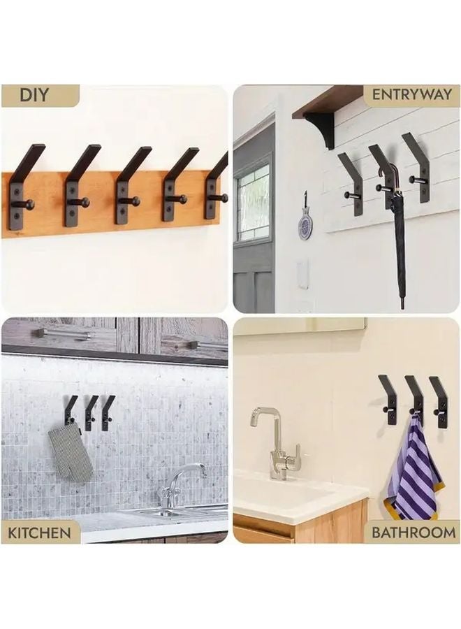 3Pcs Black Wrought Iron Wall Hooks Farmhouse Coat Hangers Bathroom Entryway - Image 4