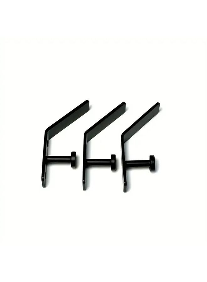3Pcs Black Wrought Iron Wall Hooks Farmhouse Coat Hangers Bathroom Entryway - Image 1