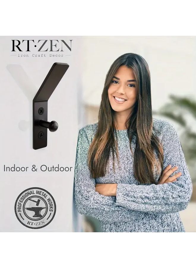 3Pcs Black Wrought Iron Wall Hooks Farmhouse Coat Hangers Bathroom Entryway - Image 3