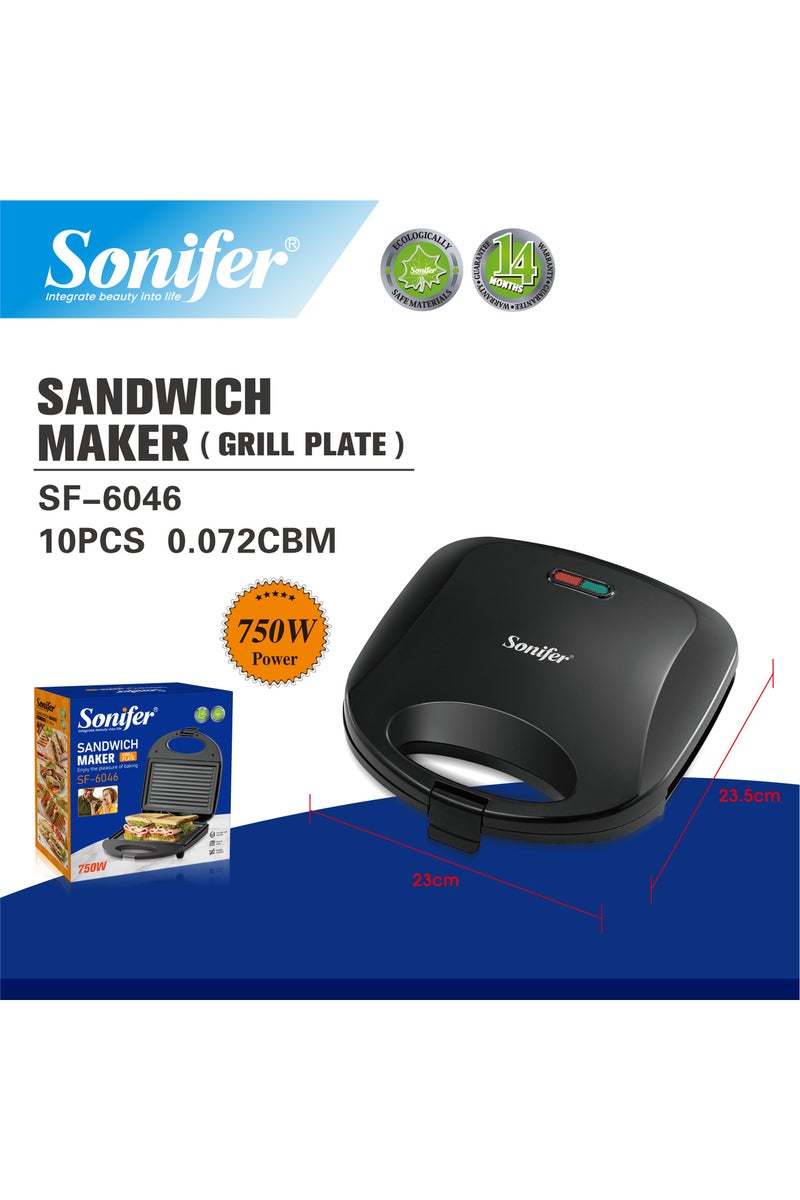 سونفير Electric Sandwich Maker 750W Non-Stick Compact - 2 Year Waranty SF-6046 750 W SF-6046 - Image 4