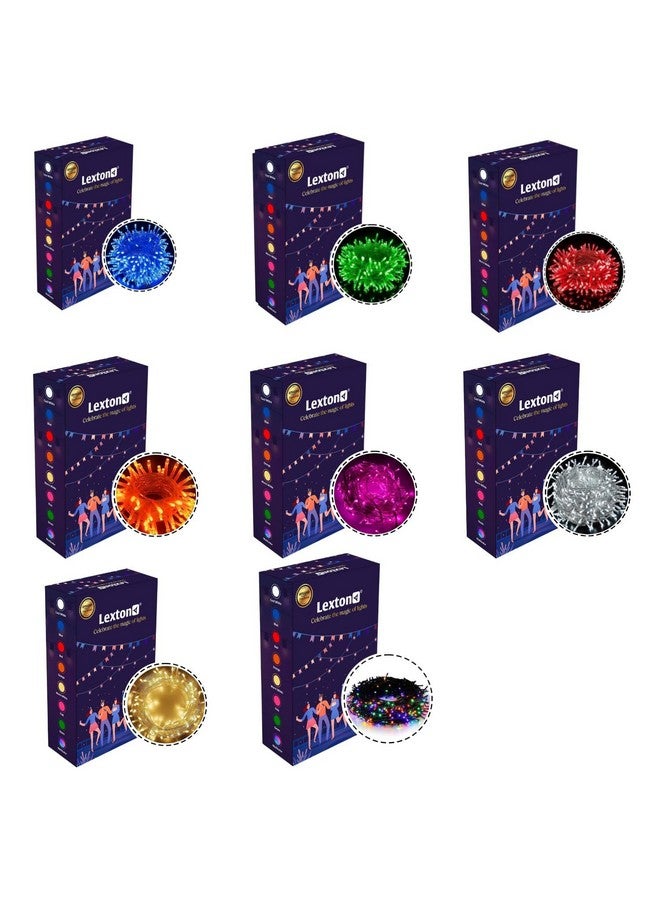 Lexton All in One Combo of Red, Blue, Green, Pink, White, Orange, Warm White & Multicolor 40 LED String Light | Lighting Bulbs Ladi for Diwali, Christmas, Eid, Wedding | Indoor & Outdoor (Set of 8) - Image 1