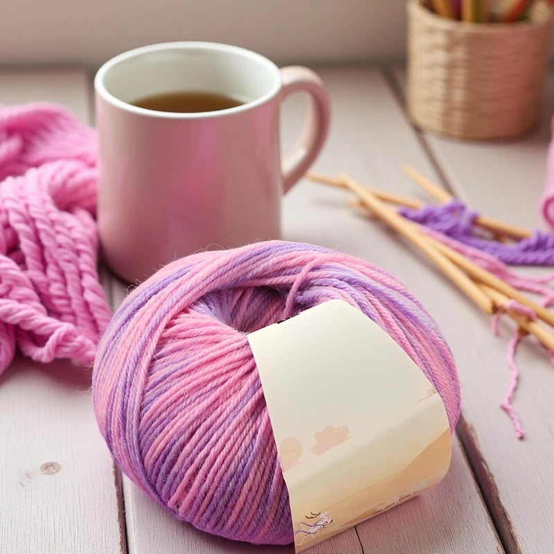 Rainbow Ombre Gradient Cake Yarns, 2 Pcs Soft Wool Alpaca Blend, Fancy Dyeing Yarns for Knitting & Crochet, Perfect for Scarves & Hats DIY Projects - Image 4
