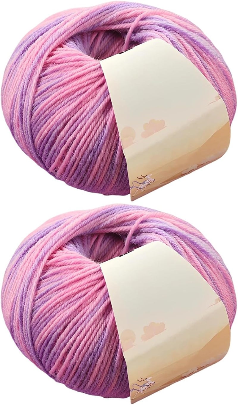 Rainbow Ombre Gradient Cake Yarns, 2 Pcs Soft Wool Alpaca Blend, Fancy Dyeing Yarns for Knitting & Crochet, Perfect for Scarves & Hats DIY Projects - Image 1