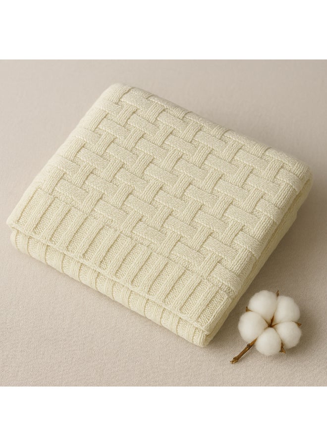 Kinder Valley Bamboo Weave Cotton Knitted Blanket - Image 1