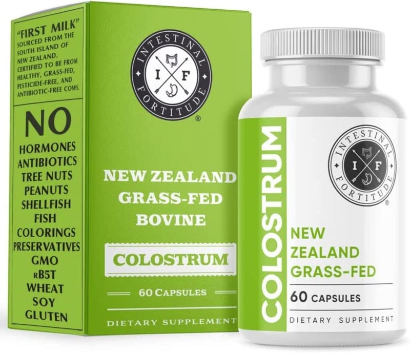 Intestinal Fortitude كبسولات كولستروم من أبقار نيوزيلندا 100% من العشب 500 ملغ 60 كبسولة خالية من الهرمونات خالية من الكائنات المعدلة وراثيًا دعم صحي مثالي للأمعاء والجهاز المناعي - Image 1