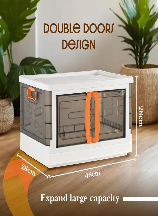 Onecado Kitchen Storage Bins with Lids, Collapsible and Stackable Storage Bins, Plastic Closet Organizer, 70 LTR Folding Storage Box, Containers for Organizing with Door (1) - Image 3