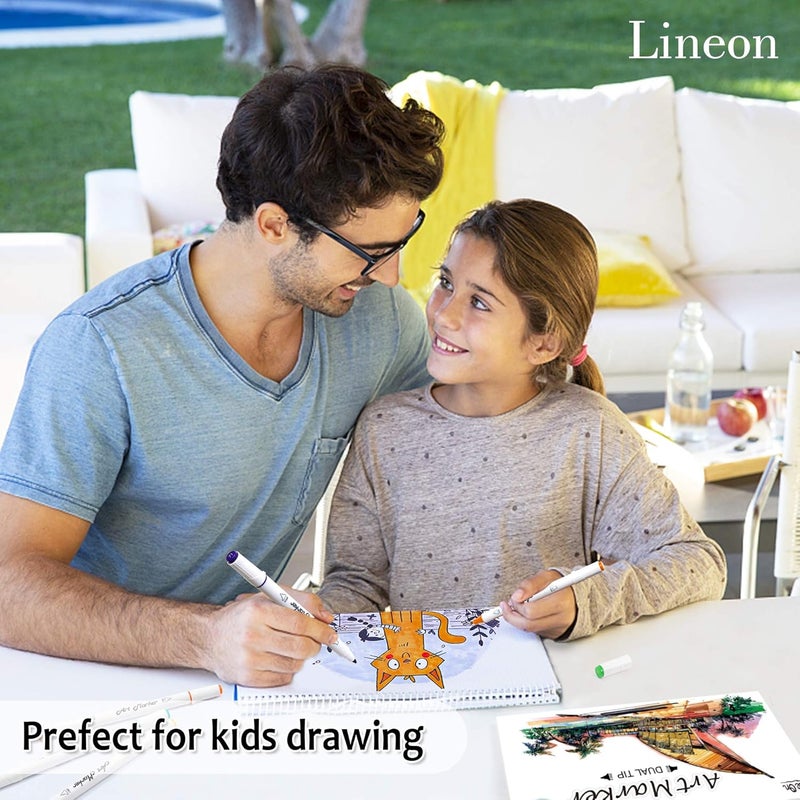 Lineon Dual Tip Alcohol Based Art Markers, 30 Colors Alcohol Marker Pens Perfect for Kids Adult Coloring Books Sketching and Card Making - Image 5
