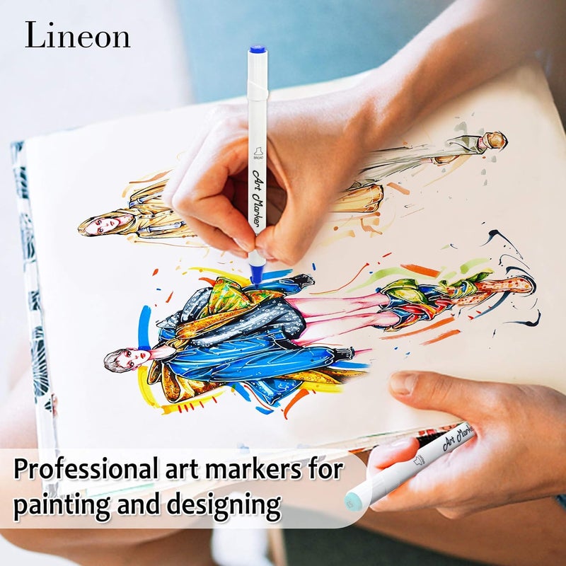 Lineon Dual Tip Alcohol Based Art Markers, 30 Colors Alcohol Marker Pens Perfect for Kids Adult Coloring Books Sketching and Card Making - Image 4