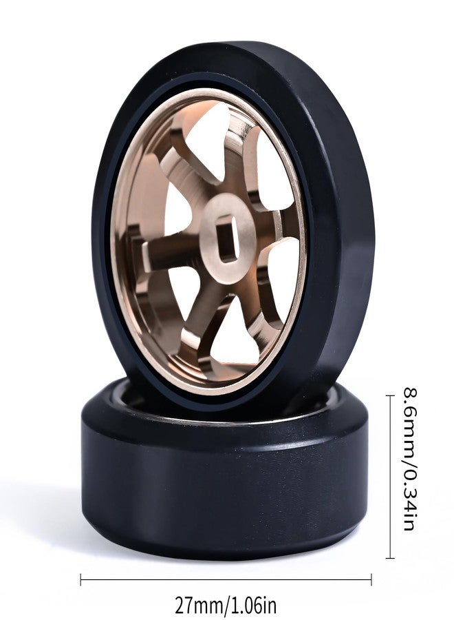 Abendor 6 Spoke Wheel Rims & Rc Car Drift Tires for 1/28 RC Hobby Model Car, [2*N+2*W] 4 Pcs 20mm Aluminum Alloy Rims for Wltoys K969 K989 P929 AWD XRX AMZ WL DRZ GLA BZ (Bronzed Drift) - Image 4