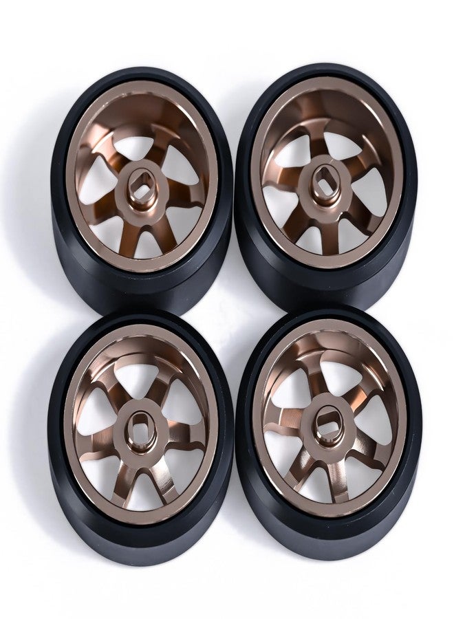 Abendor 6 Spoke Wheel Rims & Rc Car Drift Tires for 1/28 RC Hobby Model Car, [2*N+2*W] 4 Pcs 20mm Aluminum Alloy Rims for Wltoys K969 K989 P929 AWD XRX AMZ WL DRZ GLA BZ (Bronzed Drift) - Image 2