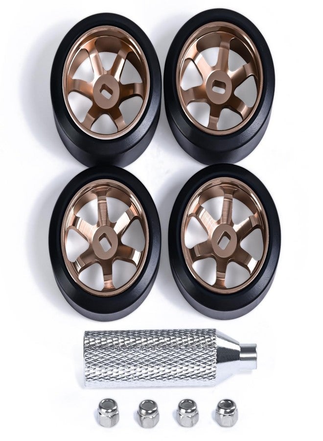 Abendor 6 Spoke Wheel Rims & Rc Car Drift Tires for 1/28 RC Hobby Model Car, [2*N+2*W] 4 Pcs 20mm Aluminum Alloy Rims for Wltoys K969 K989 P929 AWD XRX AMZ WL DRZ GLA BZ (Bronzed Drift) - Image 1