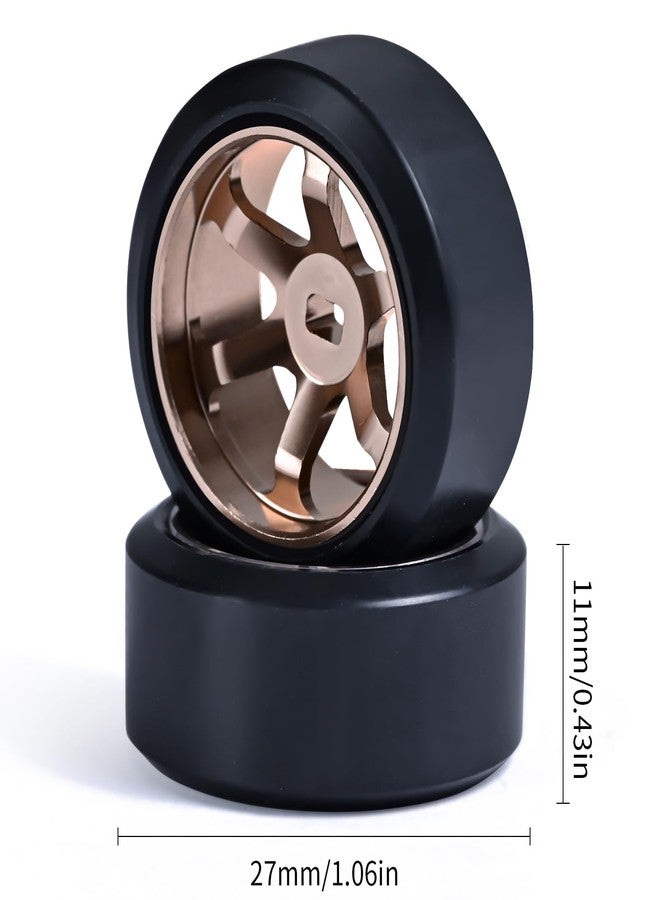 Abendor 6 Spoke Wheel Rims & Rc Car Drift Tires for 1/28 RC Hobby Model Car, [2*N+2*W] 4 Pcs 20mm Aluminum Alloy Rims for Wltoys K969 K989 P929 AWD XRX AMZ WL DRZ GLA BZ (Bronzed Drift) - Image 3