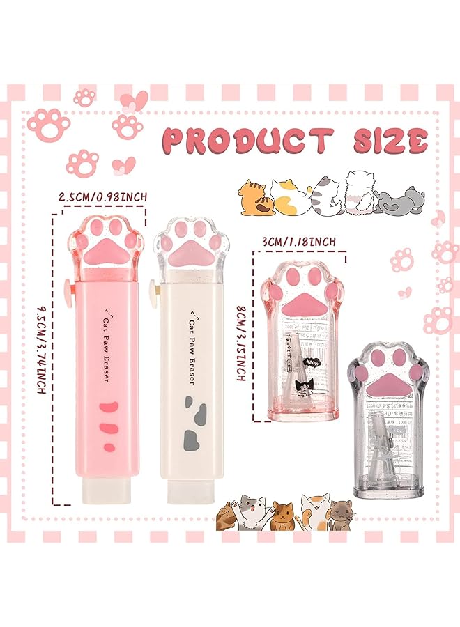 erorex 4 Pcs Cat Paw School Supplies Cat Paw Pencil Sharpener And Cat Paw Shaped Retractable Eraser Pencil Sharpener Cat School Supplies For Kids Girls Cat Lovers Office School Home - Image 4