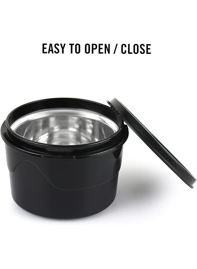 Cello Max Fresh Click Lunch Box Set With Bag, 3 Containers, 300Ml, Black | Outer Plastic & Inner Stainless Steel Tiffin Box With Jacket | Leakproof Lunch Boxes | Ideal For College, Office - Image 5