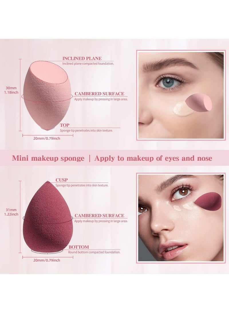 BS Mall 20PCS Mini Makeup Sponge Set, Mini Beauty Blender, Professional Beauty Blender, Sponge Super Soft Concealer Sponge, Facial Makeup Tools for Foundation, Powder, Liquid (Red/Pink) - Image 2