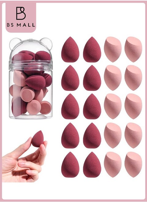 20PCS Mini Makeup Sponge Set, Mini Beauty Blender, Professional Beauty Blender, Sponge Super Soft Concealer Sponge, Facial Makeup Tools for Foundation, Powder, Liquid (Red/Pink)