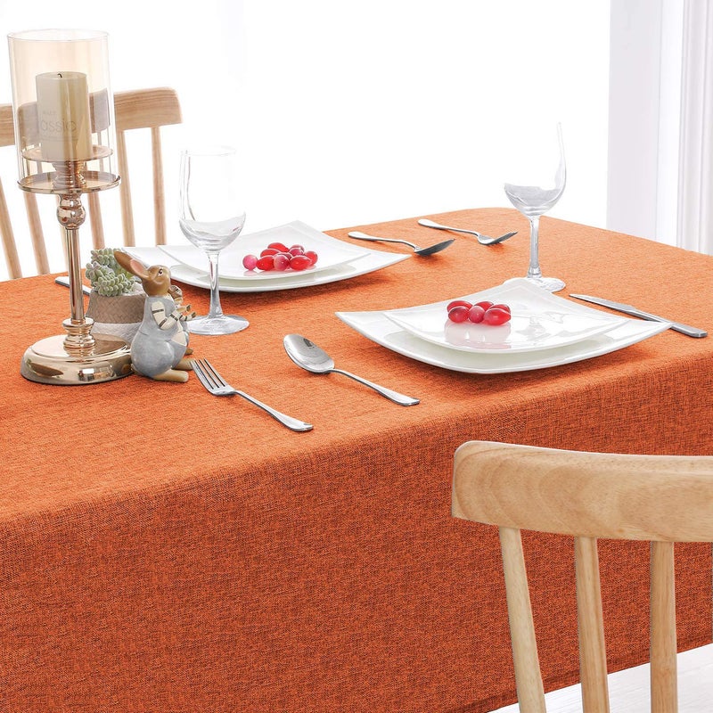 CASANEST Washable Jute Table Cover 68 Seater Pack of 1 Heat Resistant Table Cover for Kitchen TableDining Table Wedding Party 54 x 90 Inches Orange - Image 1