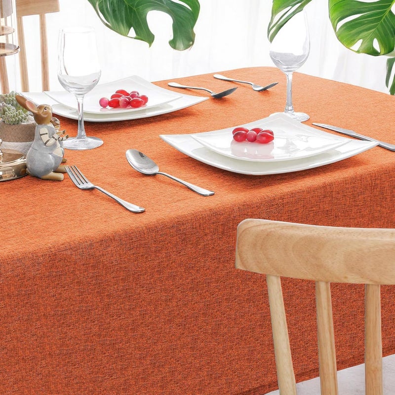 CASANEST Washable Jute Table Cover 68 Seater Pack of 1 Heat Resistant Table Cover for Kitchen TableDining Table Wedding Party 54 x 90 Inches Orange - Image 2