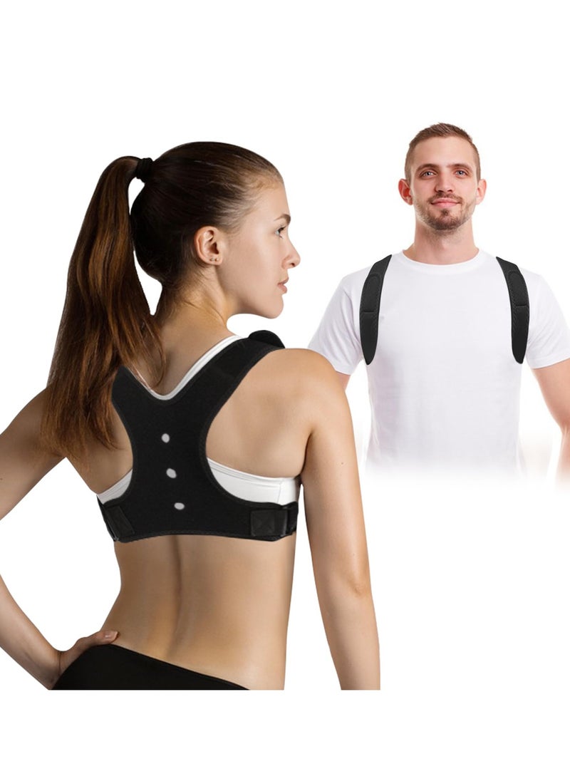 KASTWAVE Adjustable Posture Corrector for Women and Men - Breathable Upper Back Brace for Improved Posture - Back Straightener for Pain Relief in Back, Neck, Shoulder, and Clavicle - Black, Size M  - Image 1