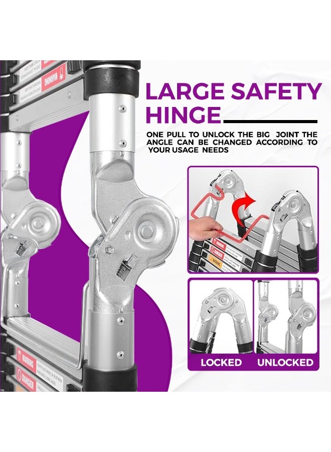 5.6M Heavy-Duty Double Telescopic Aluminum Ladder Dual Safety Lock System with Reinforced Design Ideal for Industrial Projects, Workshops & Professional Use - Image 4