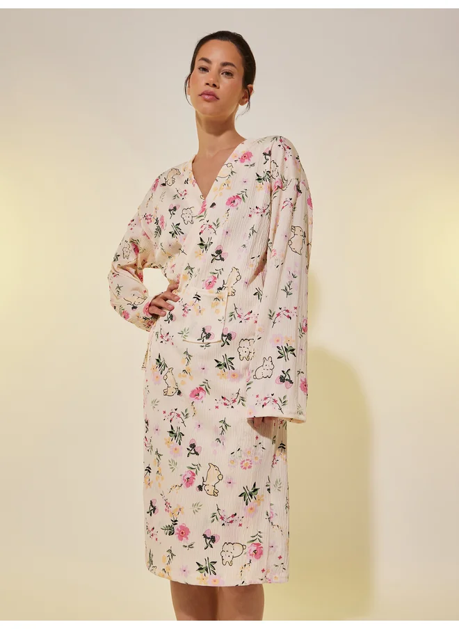 تايك تو Take Two All-Over Print Long Sleeve Robe