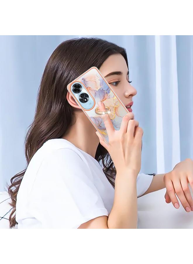 S-TOP Case For OPPO A60 Electroplating Pattern IMD TPU Shockproof Case with Rhinestone Ring Holder - Image 5