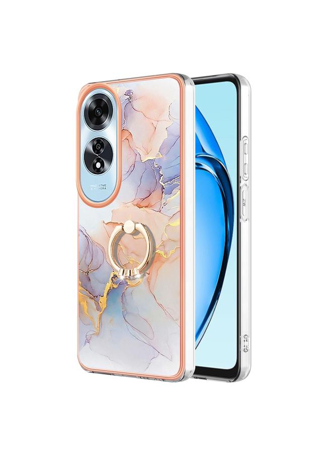 S-TOP Case For OPPO A60 Electroplating Pattern IMD TPU Shockproof Case with Rhinestone Ring Holder - Image 1
