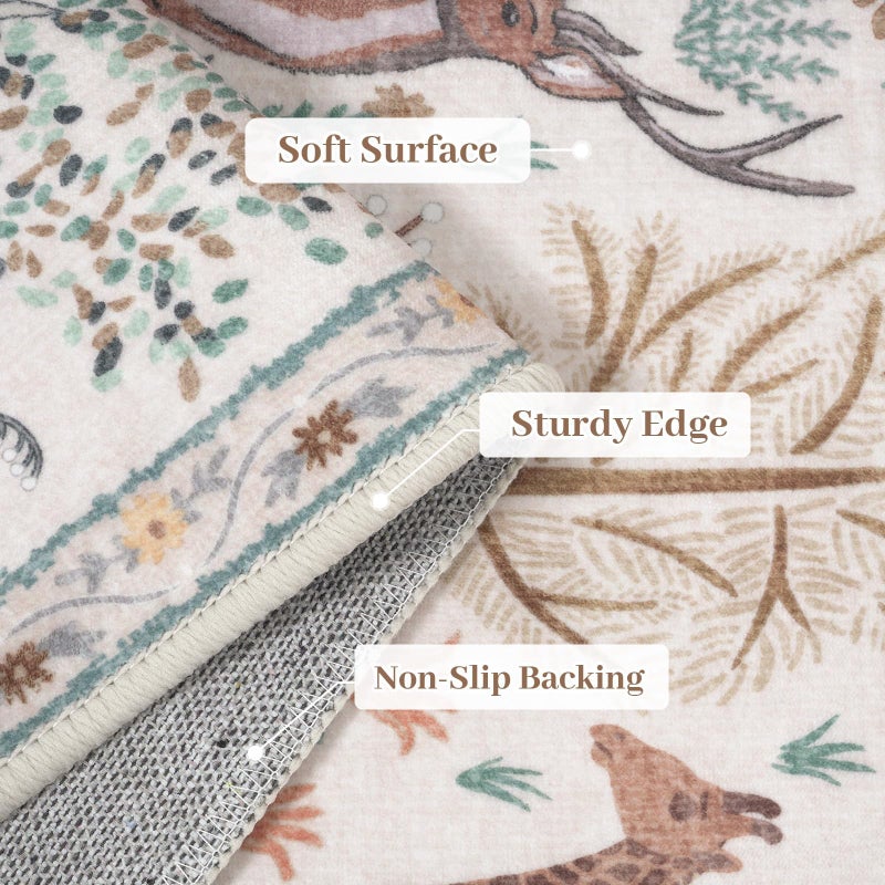 OJIA Jungle Print Washable Area Rugs 5x7, Soft Modern Rugs for Living Room Ultra-Thin Non-Shedding Bedroom Rug, Stain Resistant Neutral Area Rug Large Carpet for Dining Room Kids Nursery Playroom - Image 5