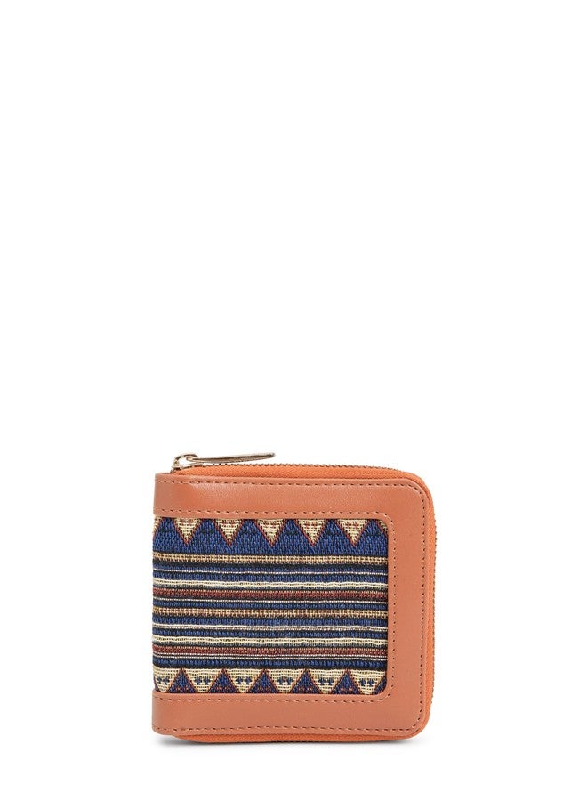 KLEIO Leather Jacquard Wallet for Women (Multicolor) with Zip Closure & Multiple Card Slots | Handcrafted Wallet for Ladies with Coin Pocket | Suitable for Travel, College, Parties - Image 1