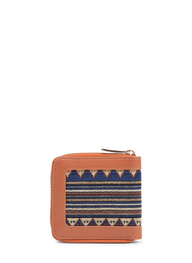 KLEIO Leather Jacquard Wallet for Women (Multicolor) with Zip Closure & Multiple Card Slots | Handcrafted Wallet for Ladies with Coin Pocket | Suitable for Travel, College, Parties - Image 3