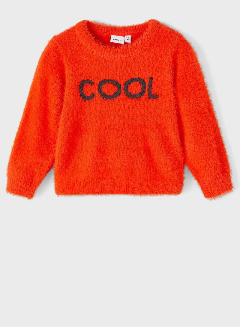 NAME IT Kids Text Print Knitted Sweater