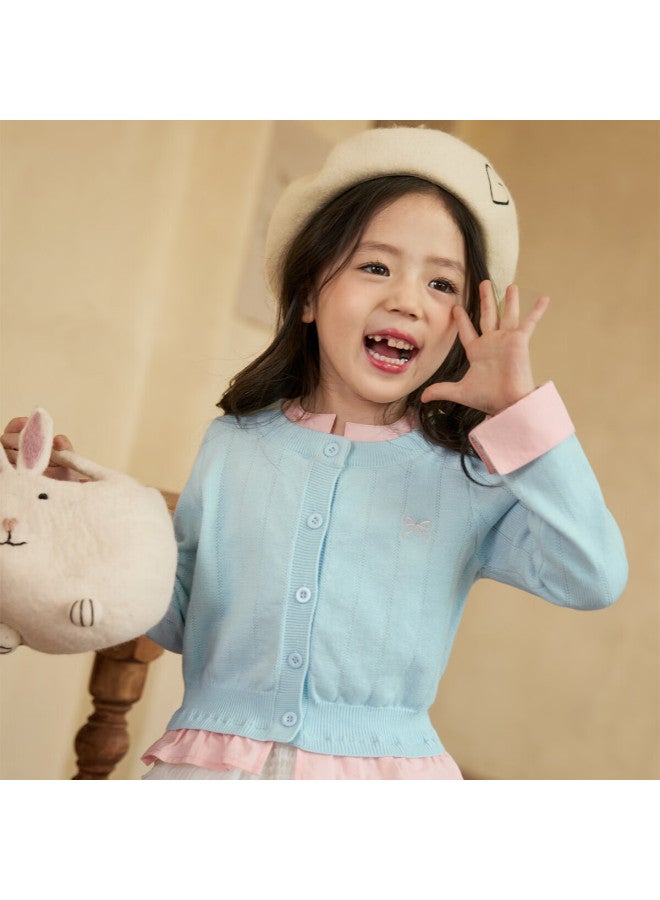 Luson little O Baby Kids Knit Sweater Cardigan Girls Fake Two-piece Autumn Girls Jacket - Image 2
