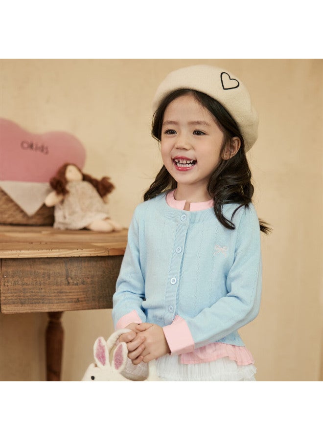 Luson little O Baby Kids Knit Sweater Cardigan Girls Fake Two-piece Autumn Girls Jacket - Image 1