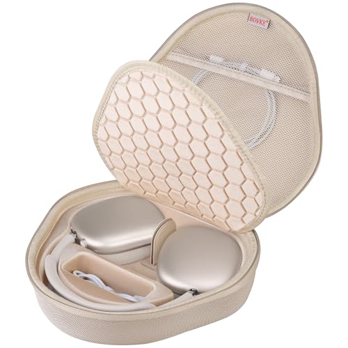 BOVKE Hard Carrying Case with Sleep Mode for Apple AirPods Max Wireless Over-Ear Headphones, AirPods Max Protective Portable Storage Bag with Mesh Pocket for Headphone Accessories, Starlight - Image 1