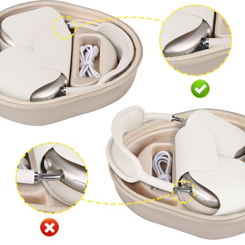BOVKE Hard Carrying Case with Sleep Mode for Apple AirPods Max Wireless Over-Ear Headphones, AirPods Max Protective Portable Storage Bag with Mesh Pocket for Headphone Accessories, Starlight - Image 4