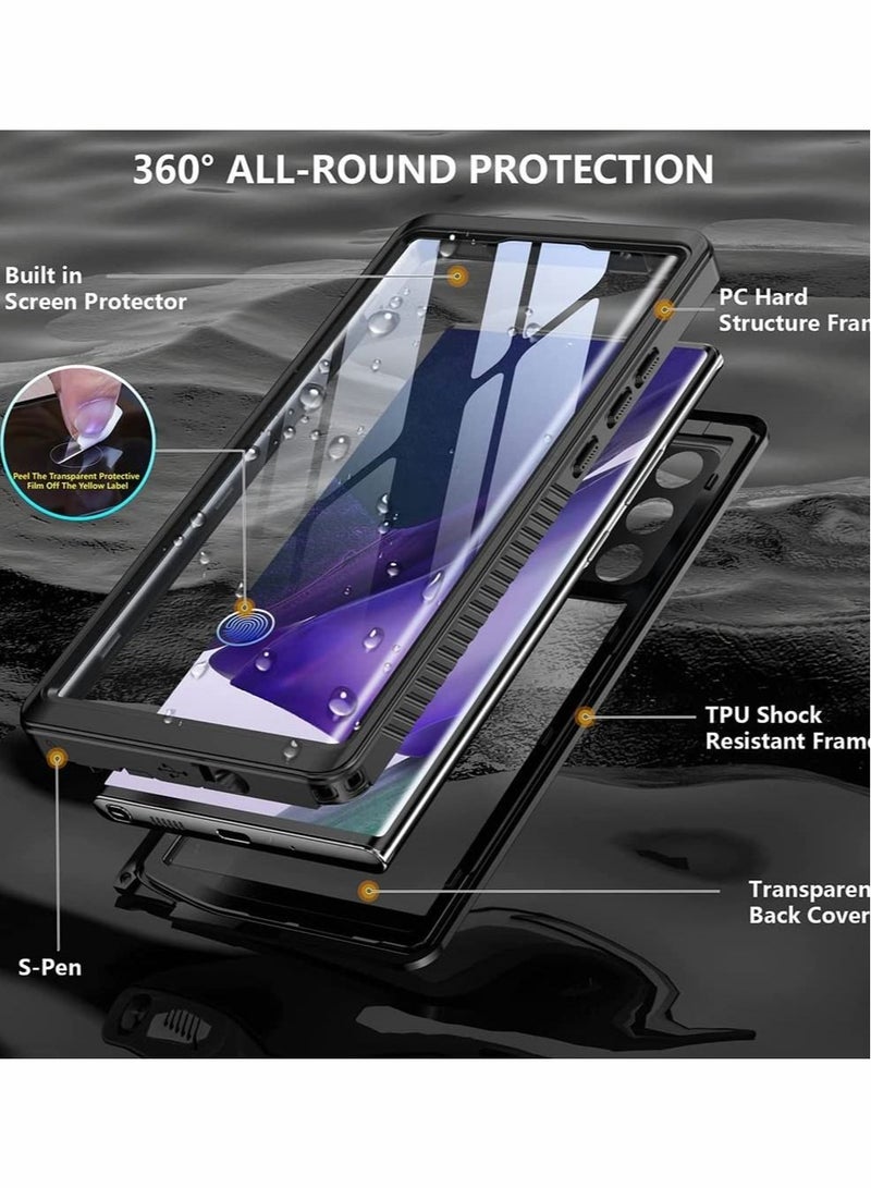 Captaintech Case for Samsung Note 20 Ultra Waterproof Case, Excefore Built in Screen Protector 360° Full Body Heavy Duty Shockproof IP68 Galaxy 5G 6.9" Black - Image 4