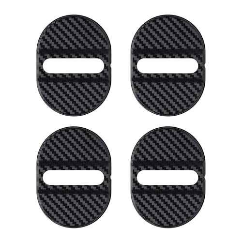 EKUWU 4 PCS Carbon Fiber Car Door Protector Door Latch Lock Cover SelfAdhesive Slam Stopper Shock Absorber Universal Automotive Exterior Accessories for Most Cars SUVs Trucks Black - Image 1