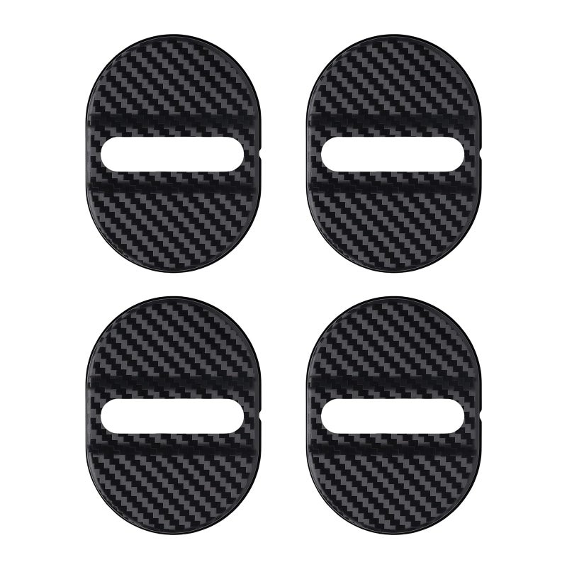 EKUWU 4 PCS Carbon Fiber Car Door Protector Door Latch Lock Cover SelfAdhesive Slam Stopper Shock Absorber Universal Automotive Exterior Accessories for Most Cars SUVs Trucks Black - Image 3
