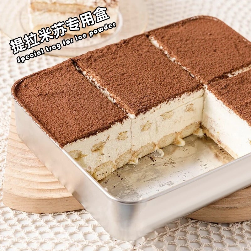 Stainless Steel Rectangular Plate Kitchen Preparation Plate Household Covered Box Steamed Cake Plate Baking Baking Pan Flats Bottom Square Plate - Image 3