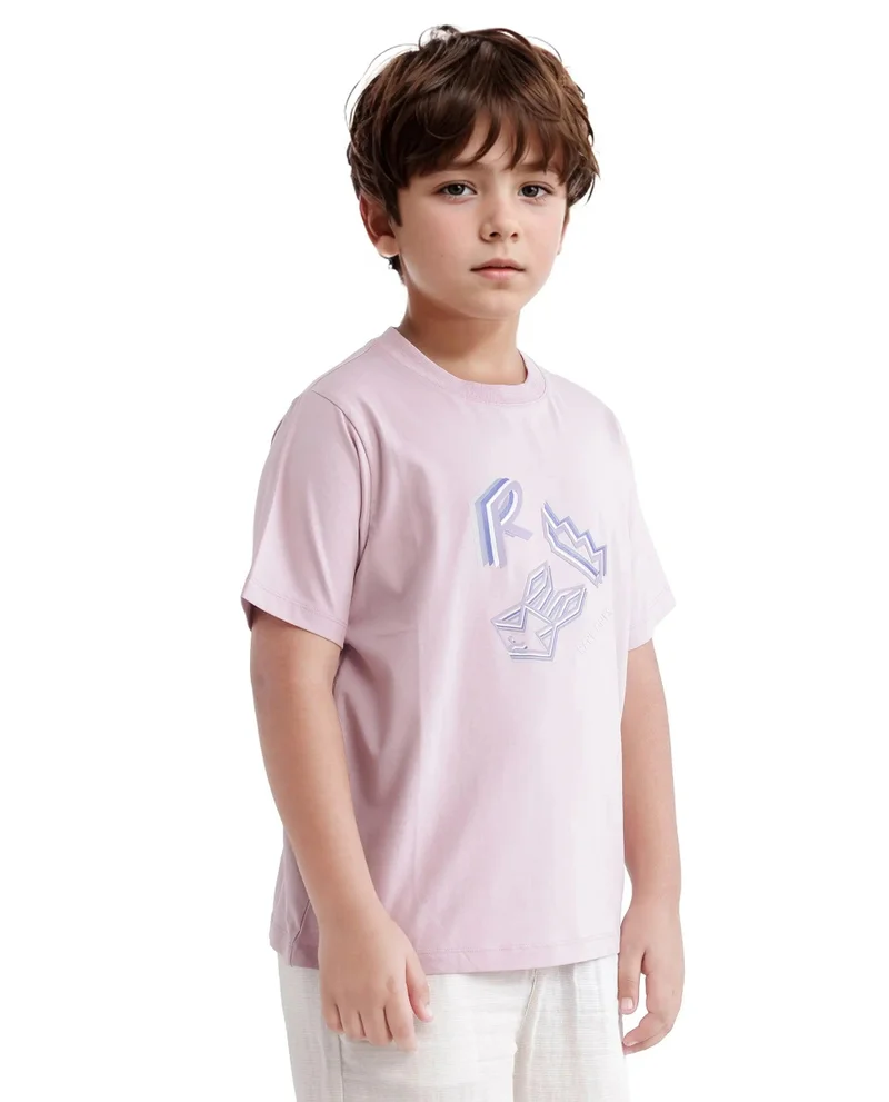 Rare Ones Rare Ones Kids Zeus Dusky Pink Cotton Blend Short Sleeve Crew Neck Print T-Shirt