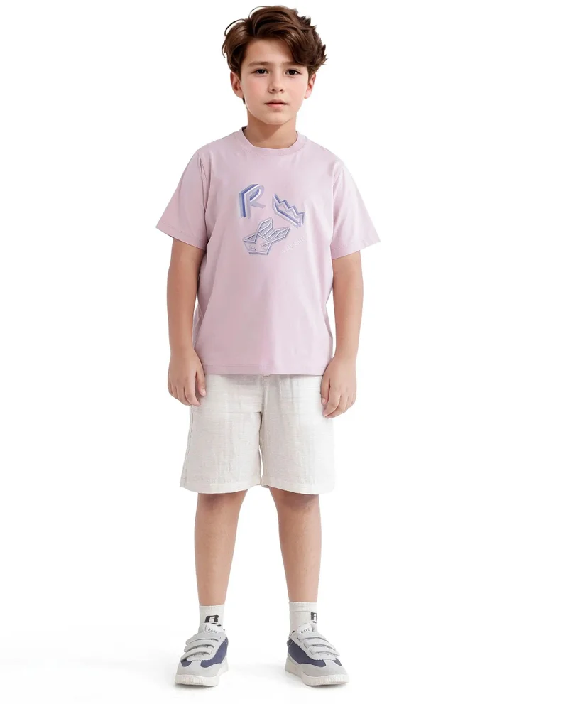 Rare Ones Rare Ones Kids Zeus Dusky Pink Cotton Blend Short Sleeve Crew Neck Print T-Shirt