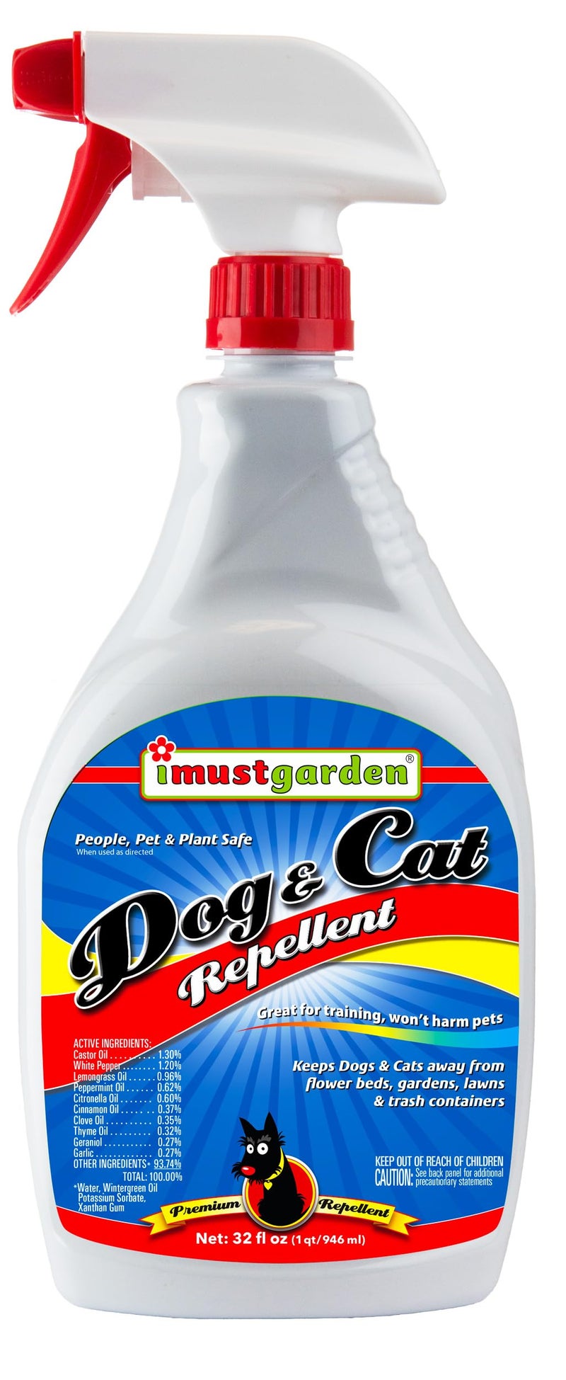 IMUSTGARDEN Dog and Cat Repellent All Natural Spray to Stop Chewing and Repel from Yards Plants and Gardens 32oz Easy Spray Bottle
