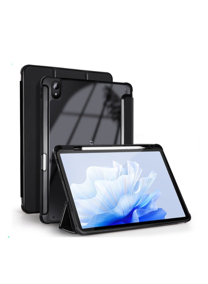 EVO Case for Huawei MatePad 11.5 inch 2024, Trifold Slim Smart Cover with Pencil Holder, Clear Back Cover for Huawei MatePad 11.5 - Black  - Image 1