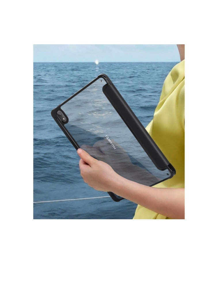 EVO Case for Huawei MatePad 11.5 inch 2024, Trifold Slim Smart Cover with Pencil Holder, Clear Back Cover for Huawei MatePad 11.5 - Black  - Image 2