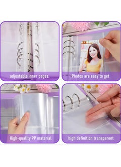 Mmmon Kpop Photocard Binder Kpop Photocard Holder Book Sleeves,A5 Binder Photocard Album 6 Ring Photocard Binder Card Protectors Pages Protectors 200 Cards(Purple)  - Image 4
