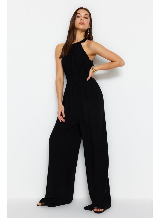 trendyol بذلة منسوجة برقبة هالتر سوداء TWOSS23TU00121 - Image 2