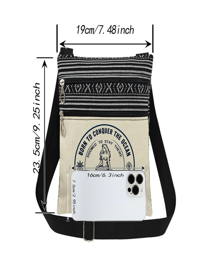 XiaoGalaee Vintage ESTD 1991 Mermaid Crossbody Bag Born to Conquer The Ocean Nautical Motto with Ship Wheel Adjustable Strap Messenger Bag Purse Sailors Gift Ocean Explorers Christmas Birthday Present - Image 4