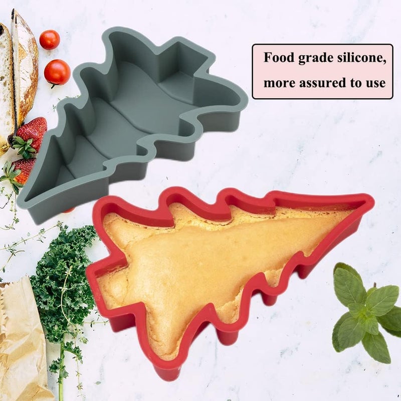 QTECLOR Christmas Tree Silicone Molds for Cake,Cute Cupcake Molds,Non-Stick Baking Molds,Biscuit Christmas Tree Snowflake Bells Gummy Baking DIY Tools,Holiday New Year Party Gift for Kids Teens - Image 4