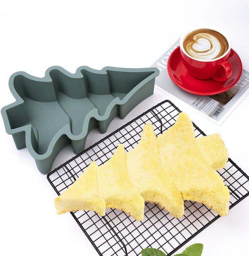 QTECLOR Christmas Tree Silicone Molds for Cake,Cute Cupcake Molds,Non-Stick Baking Molds,Biscuit Christmas Tree Snowflake Bells Gummy Baking DIY Tools,Holiday New Year Party Gift for Kids Teens - Image 1